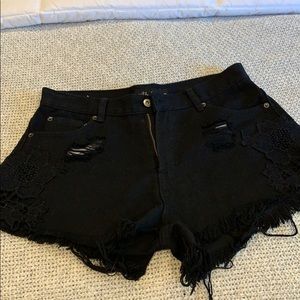 Wilde Heart Black Denim Jean Shorts